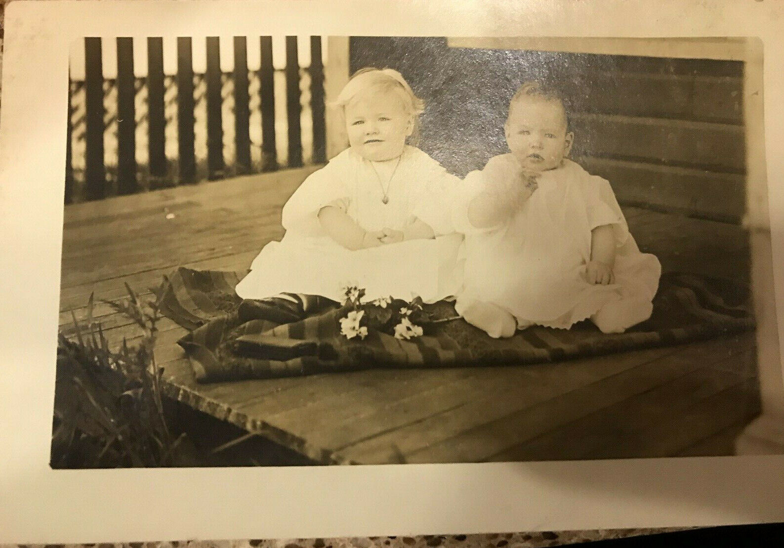 Vintage Antique Postcard RPPC White Border 2 Cute Babies Real Photo 1915-1930
