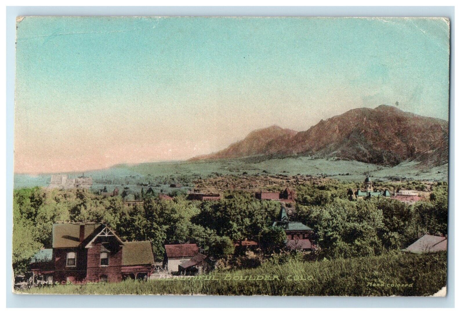 1923 Bird's Eye View Of Beautiful Boulder Colorado CO Posted Vintage Postcard