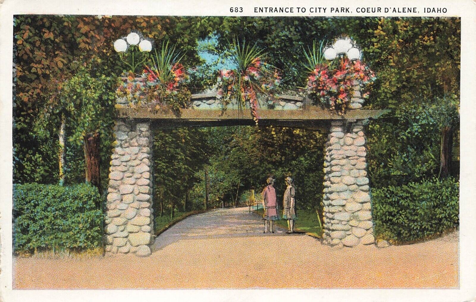 Entrance to City Park Coeur D Alene Idaho Postcard