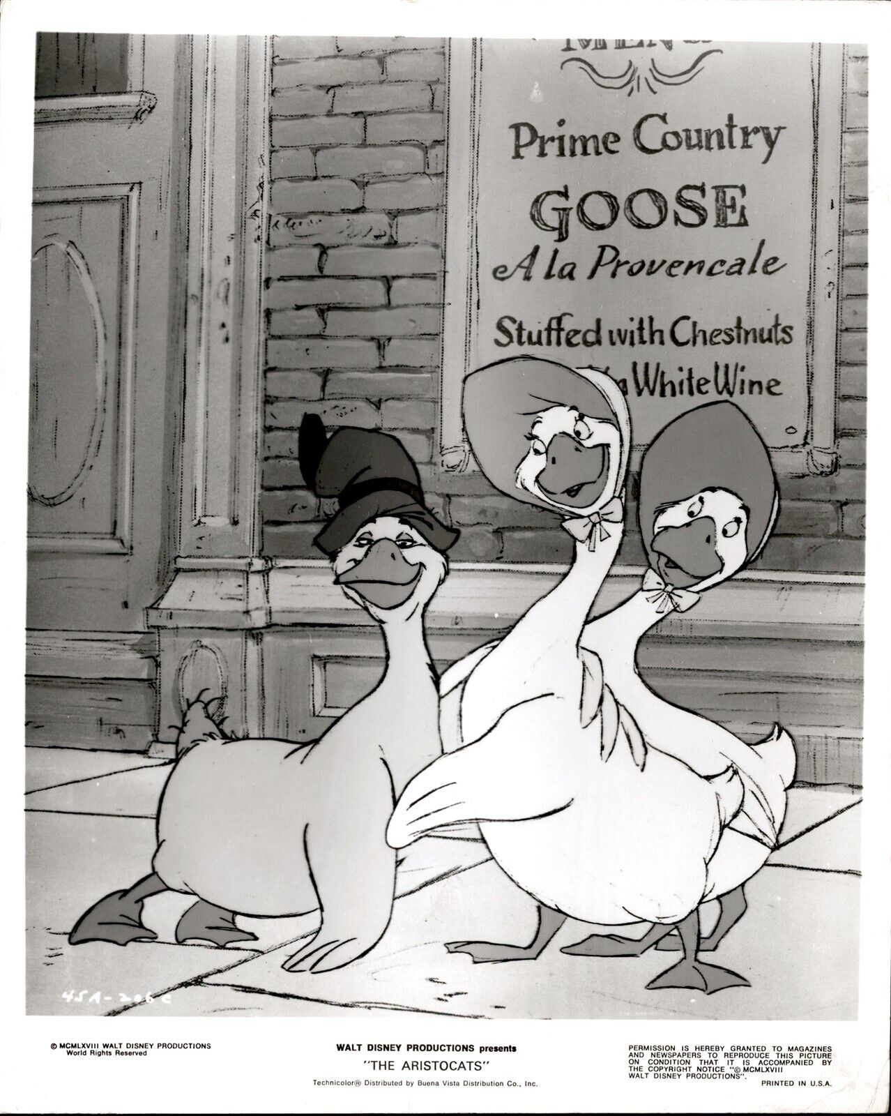 KC6 Original Photo THE ARISTOCATS Drunk Goose Cartoon Hilarious Animated Animals