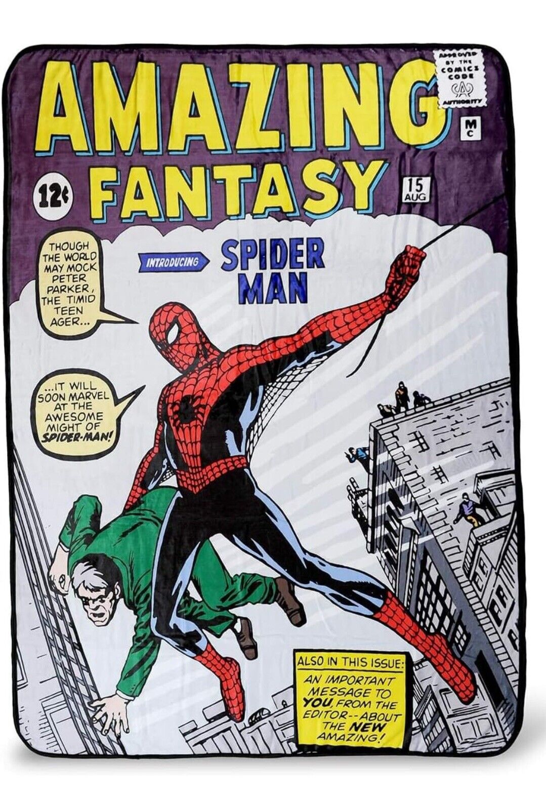 Amazing Fantasy 15 Spider-Man Marvel Comic BLANKET.