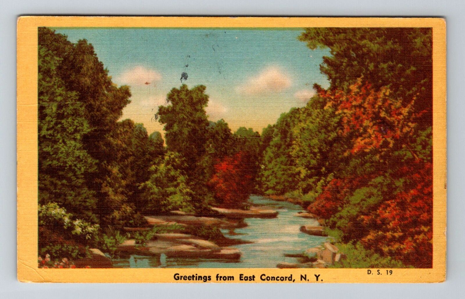 East Concord NY-New York, General Greetings, River, c1947 Vintage Postcard