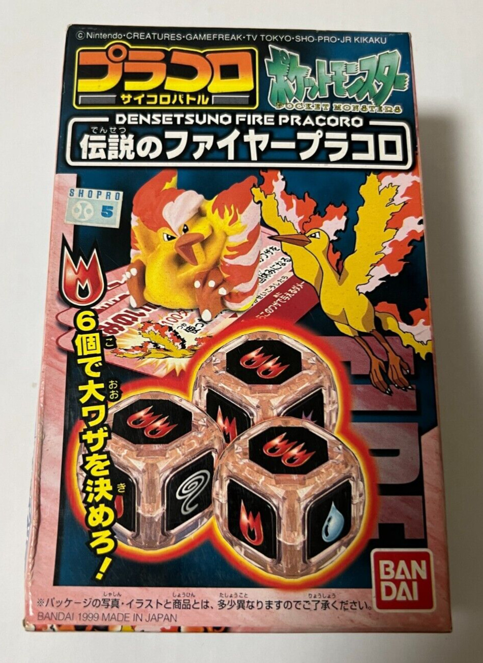 Pokemon Pracoro Dice Battle Game Moltres Bandai 1999 Sealed Japanese