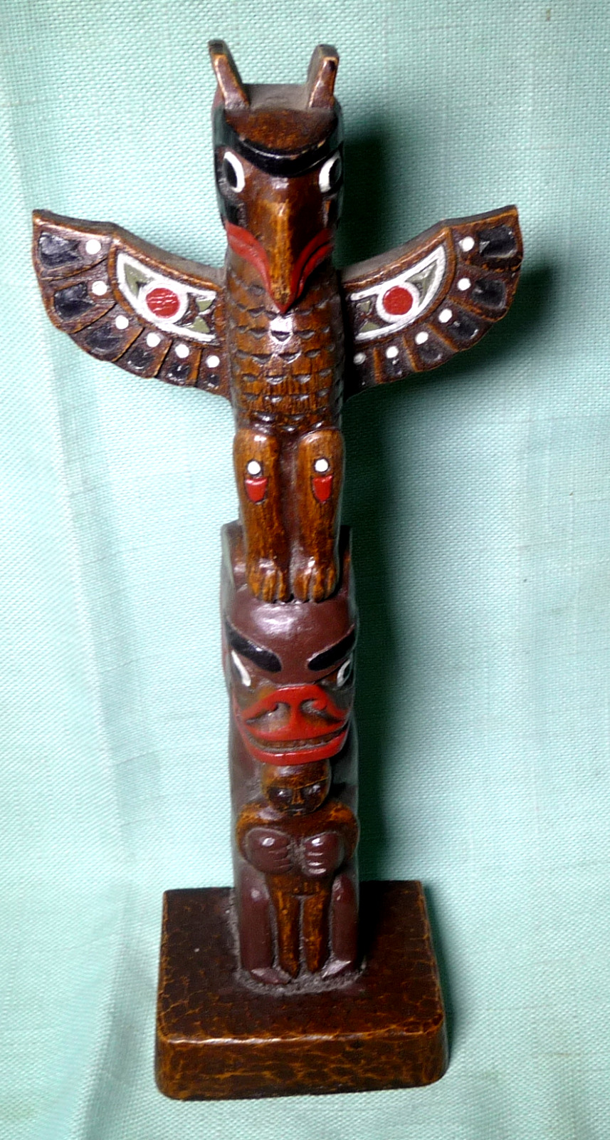 Vintage Boma Canada Hand Painted Thunderbird Totem Pole Resin/wood Style 8 3/4\