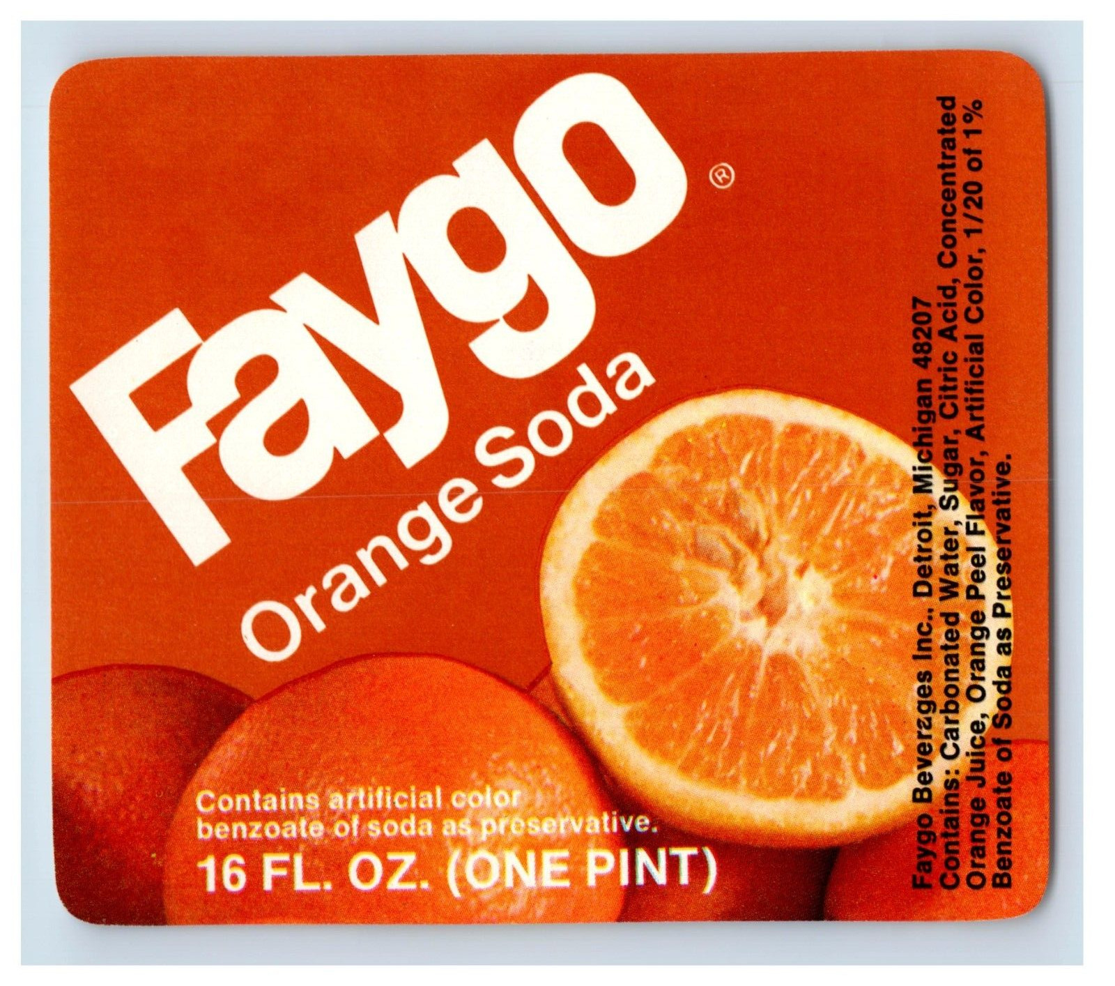1960\'s-70\'s Faygo Orange Soda Label Original S59E