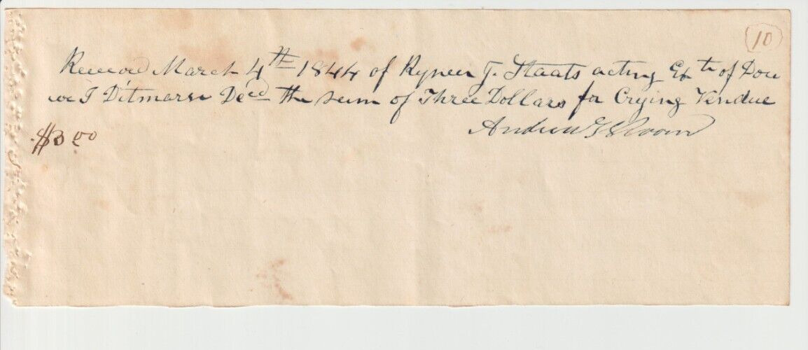 Antique Original Document 1844 $3 for 