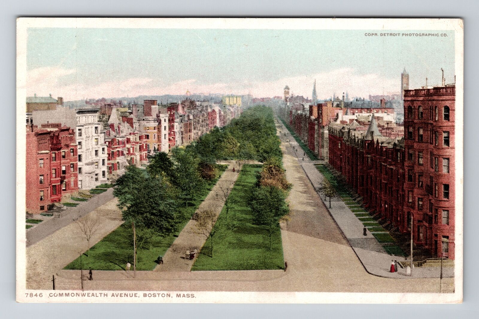 Boston MA-Massachusetts, Commonwealth Avenue Vintage Souvenir Postcard