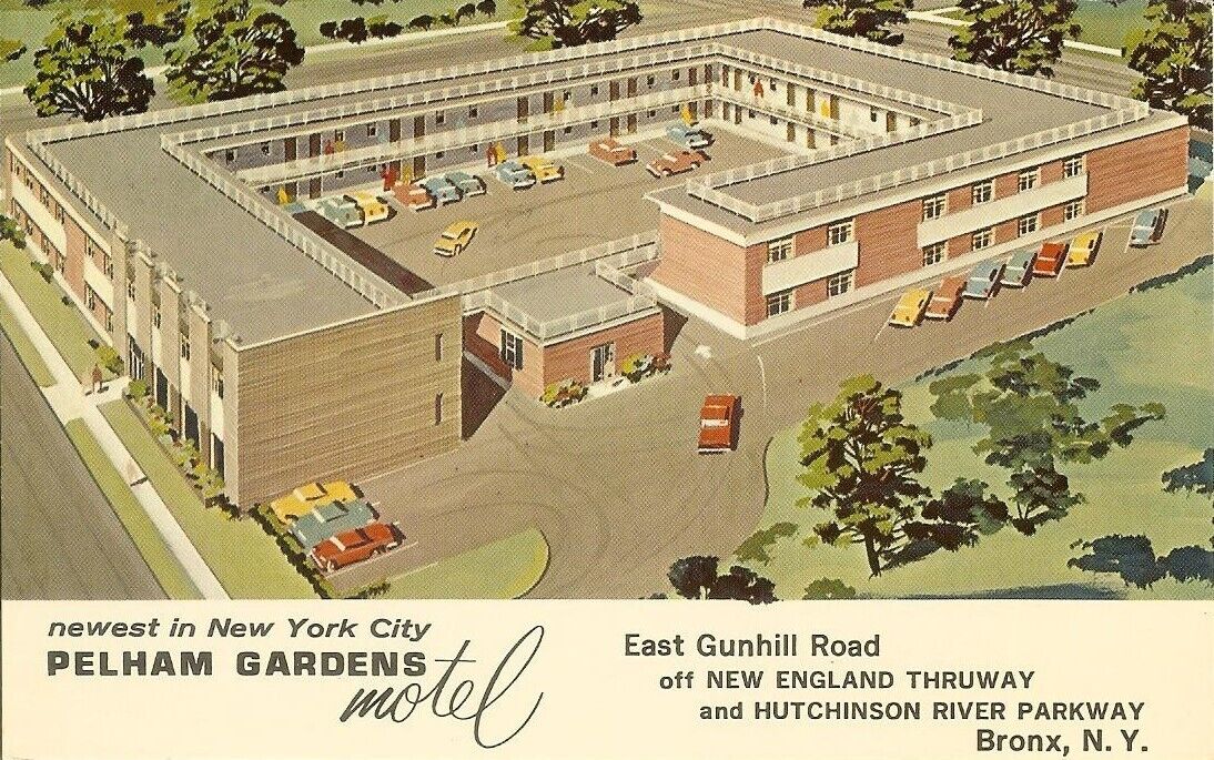 Pelham Gardens Motel    Bronx Postcard NY NYC