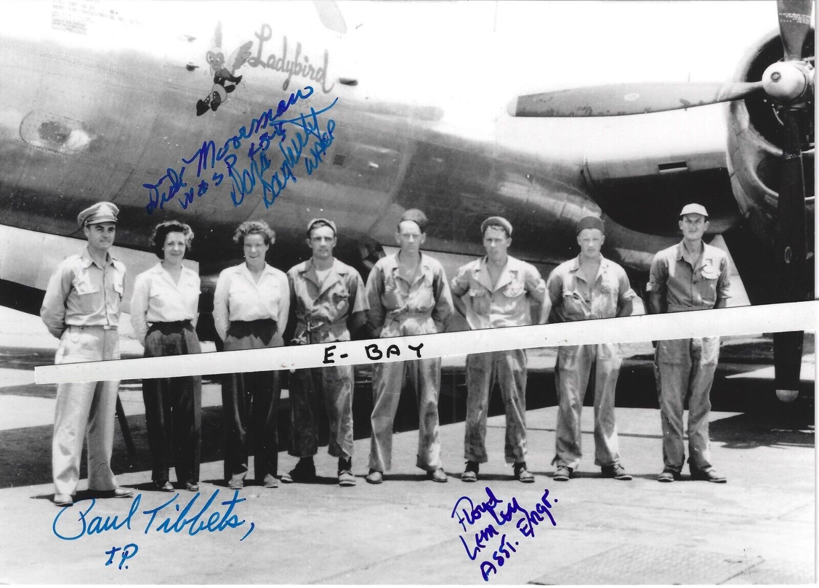 Paul Tibbets & Wasp Pilots, B29, Signed 5 x 7 by Four Crewmembers, Rare? 509th