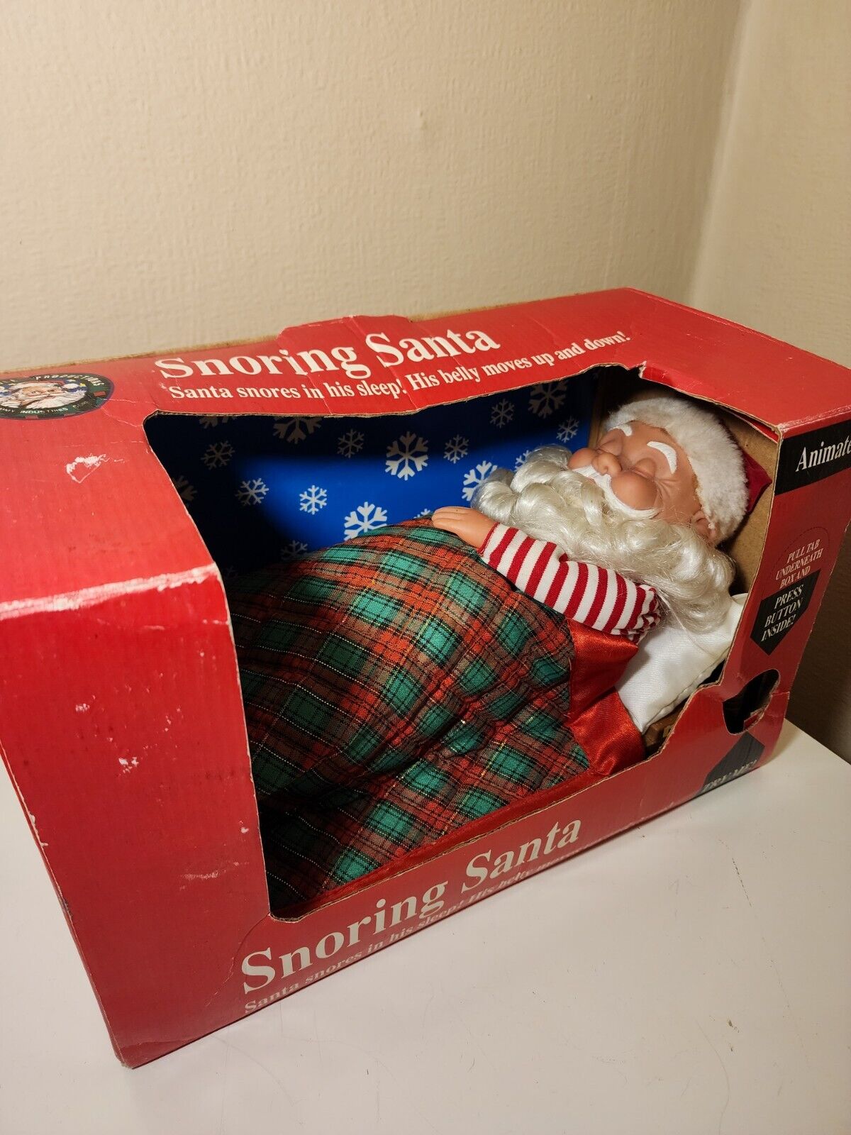 Vintage North Pole Productions Gemmy Snoring Santa Claus Christmas - 1993