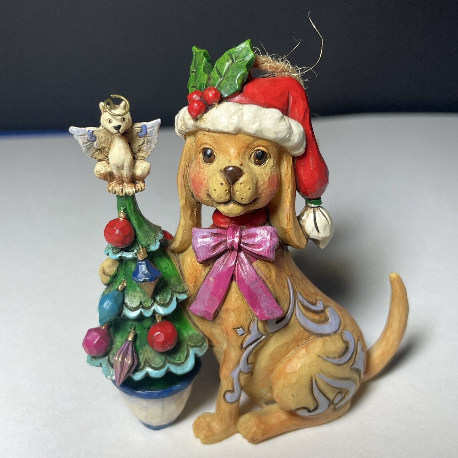 Jim Shore Dog Christmas Ornament Santa Hat Cat Angel Tails Wag 2012 Heartwood