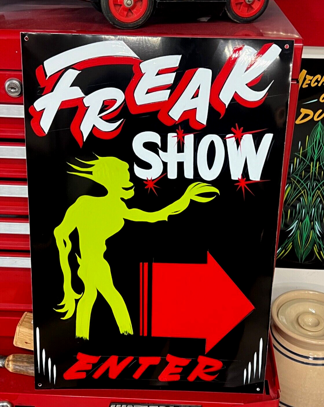 Circus Fair Carnival Sideshow Sign Painted oddity freak Show Zombie Monster Man