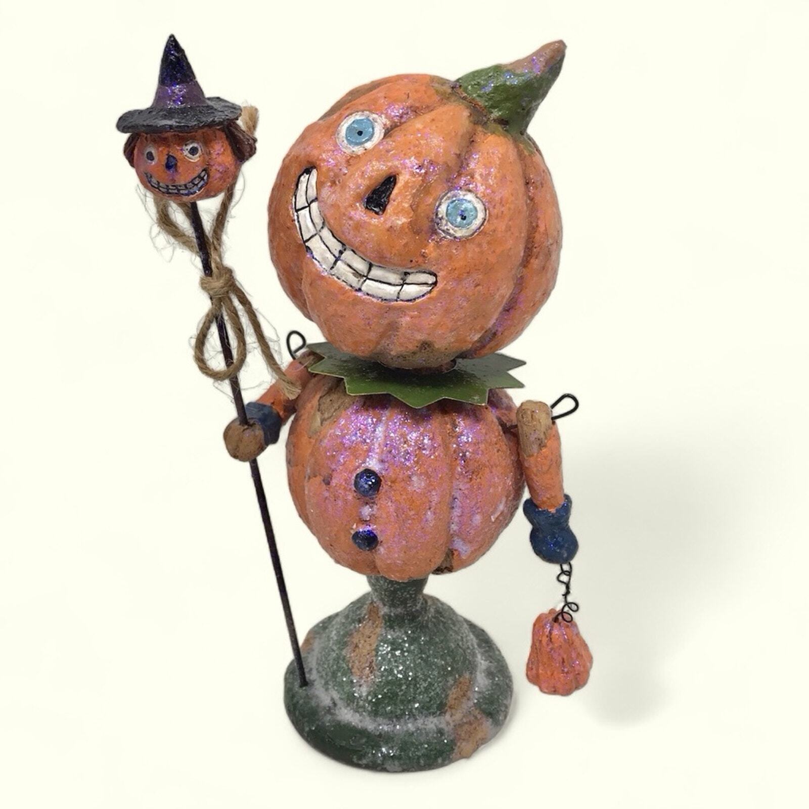 Halloween Vintage Bobblehead Pumpkin Folk Art Spooky Figurine