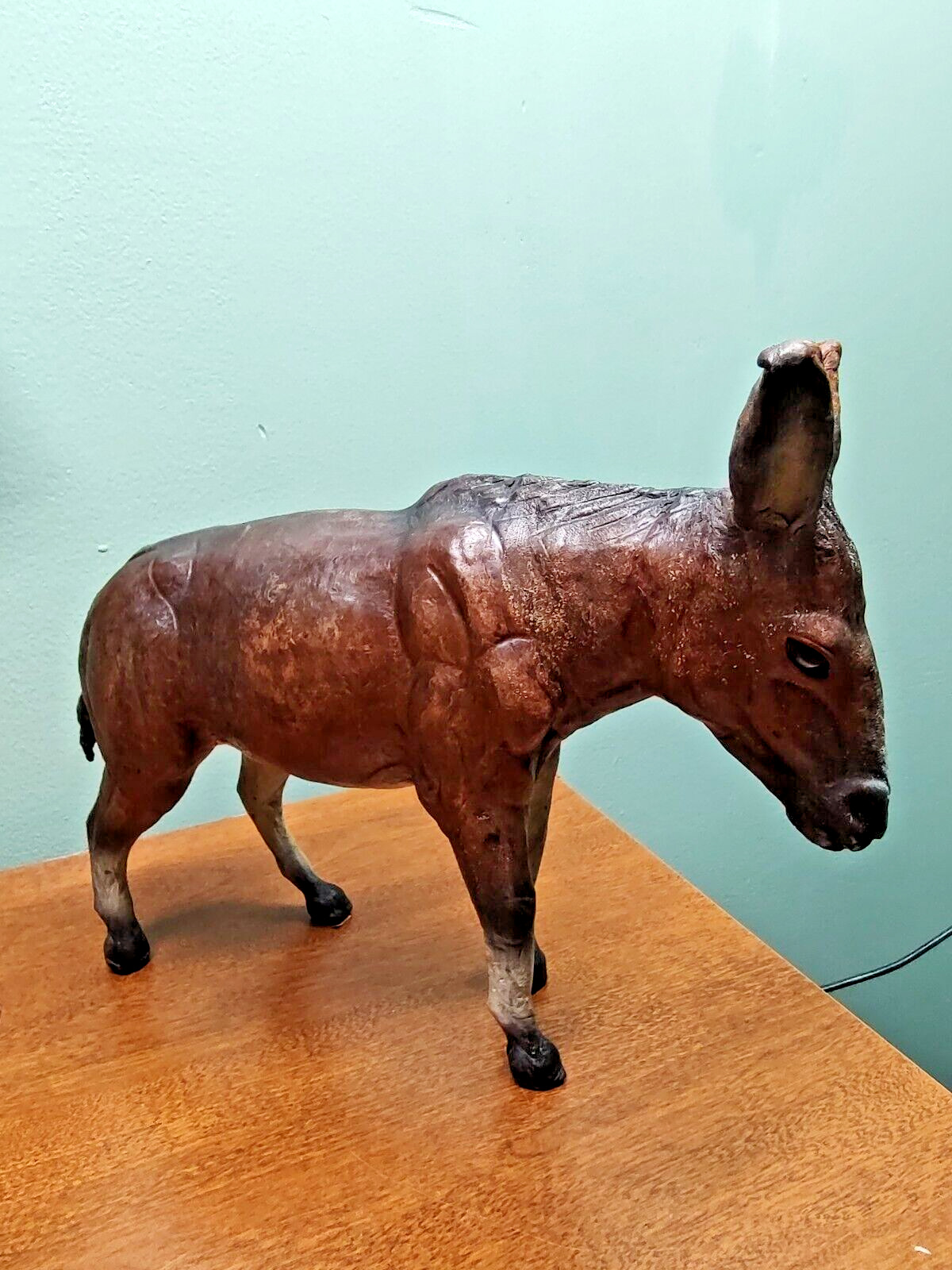 Vintage Very Old Leather Donkey or Mule Figure Very Detailed  12\