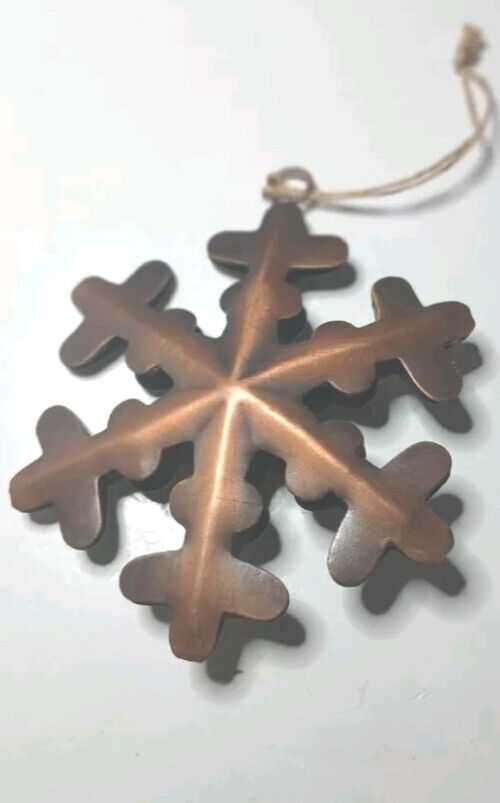 Large Metal Work 3D Copper-Colored Snowflake Hanging Christmas Tree Ornament 