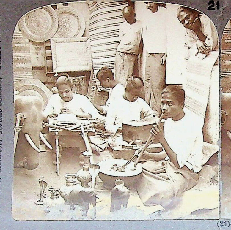 Gold Worker Artists Kandy Ceylon Sri Lanka Photograph Underwood Stereoview Card