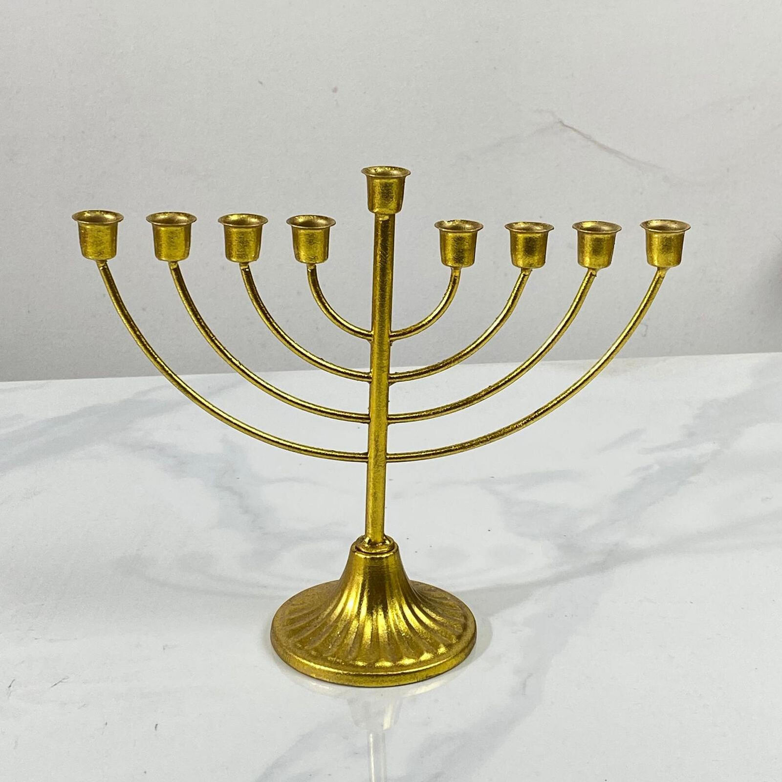 Hanukkah Menorah Jewish Judaica Israel Vintage Golden Iron Chanukah CandleHolder