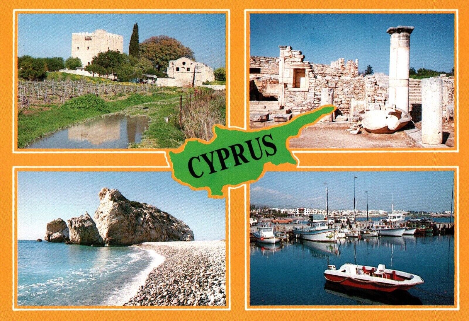 Postcard Greetings from Cyprus Boats and Buildings 