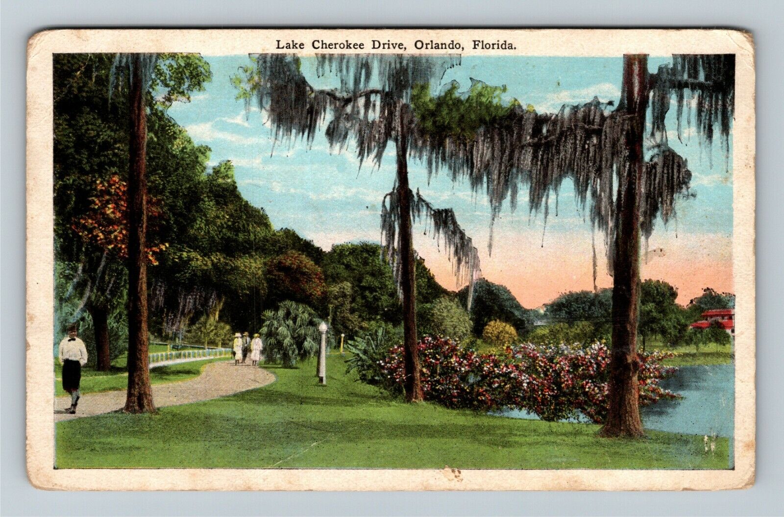 Orlando FL-Florida, Scenic Lake Cherokee Drive Ladies Gent Boy Vintage Postcard