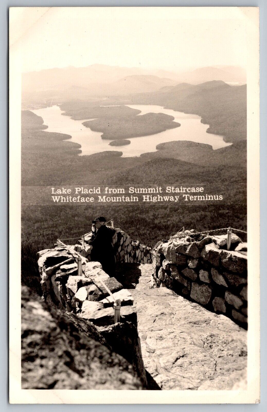 Lake Placid, Summit Staircase. Whiteface Mt. New York Real Photo Postcard RPPC