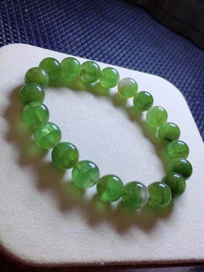 100% Natural  Green Tourmaline  Round  Beads Bracelet 9.5mm AAAAA
