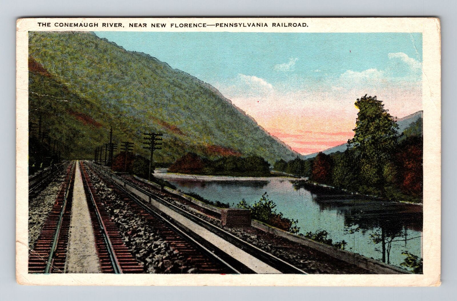 New Florence PA-Pennsylvania, The Conemaugh River, Vintage Postcard