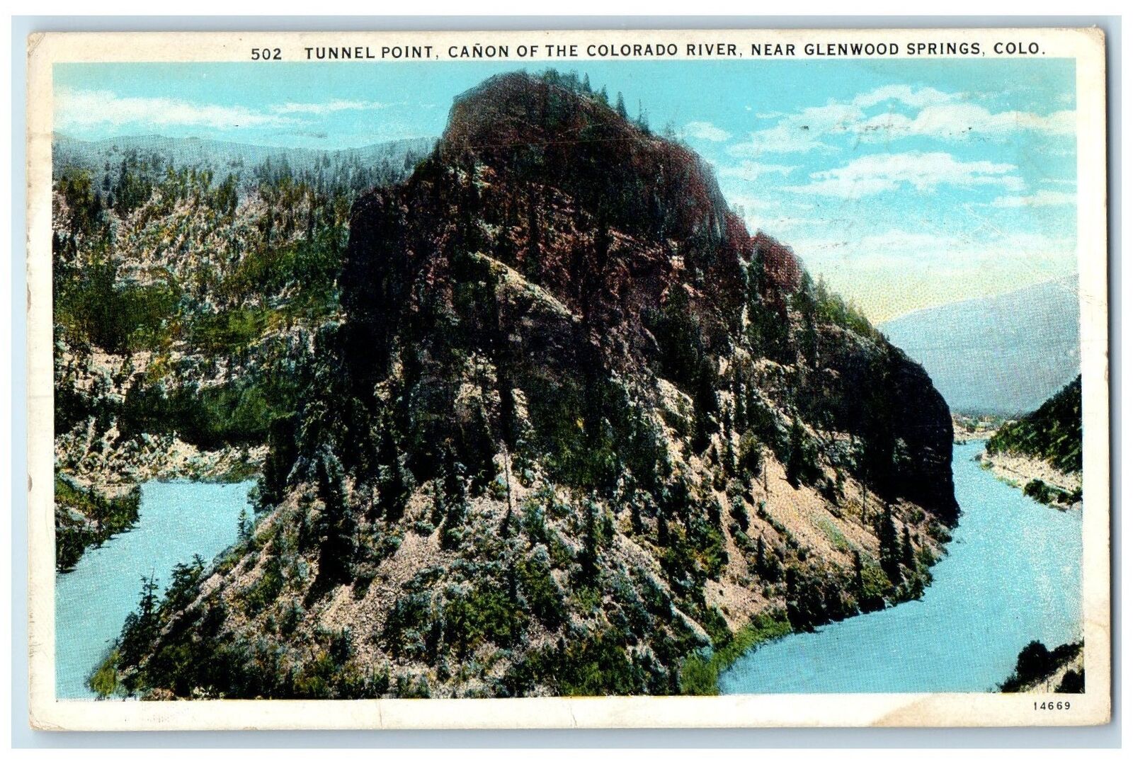 1934 Tunnel Point Canyon Of The Colorado River View Glenwood Springs CO Postcard