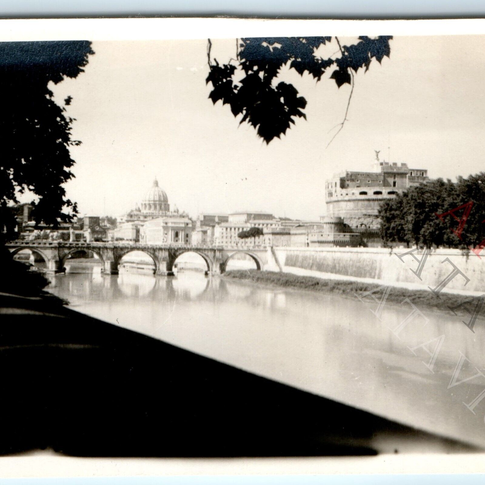 c1930s Rome Italy Tiber River Snapshot St. Peters Basilica Ponte Sant’Angelo C52