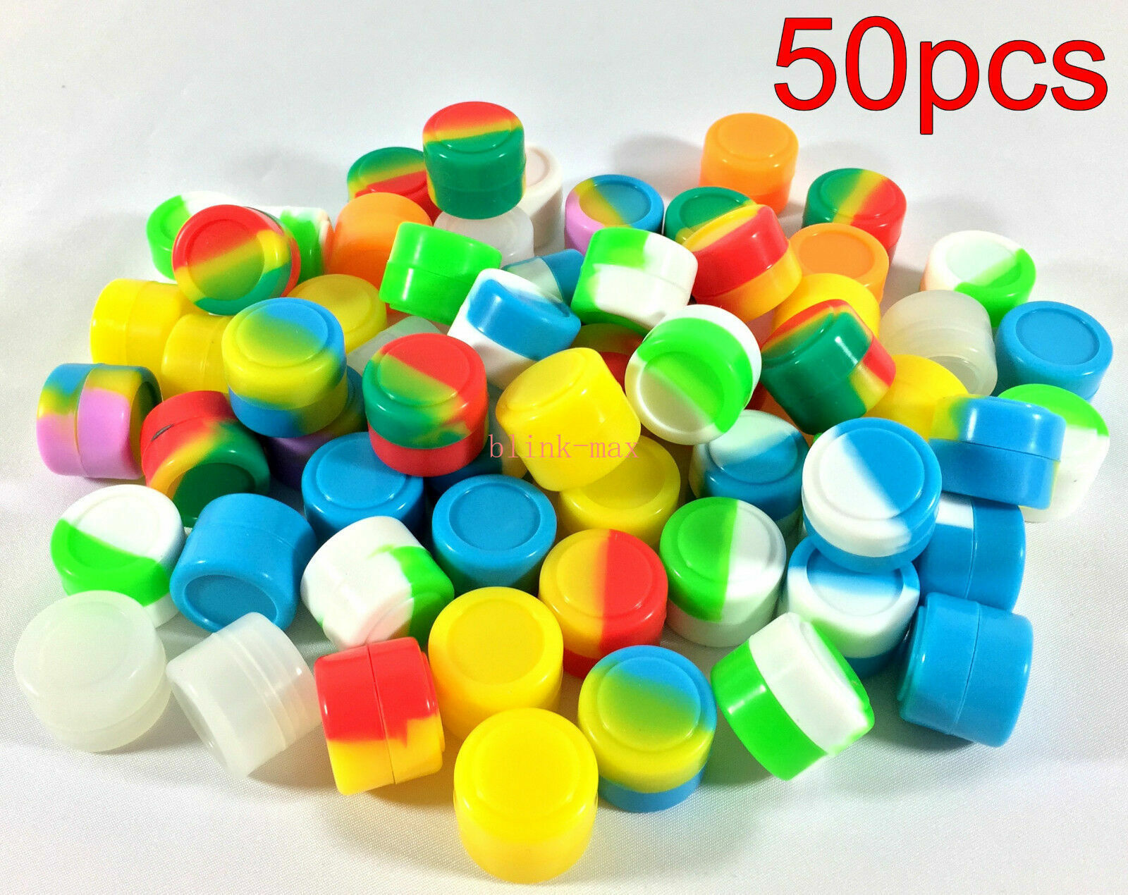 50pcs 2ml Silicone Container Jar Non-Stick Mixed Colors Round Wholesale Lot