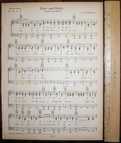 DUKE UNIVERSITY Vintage Song Sheet c1930 