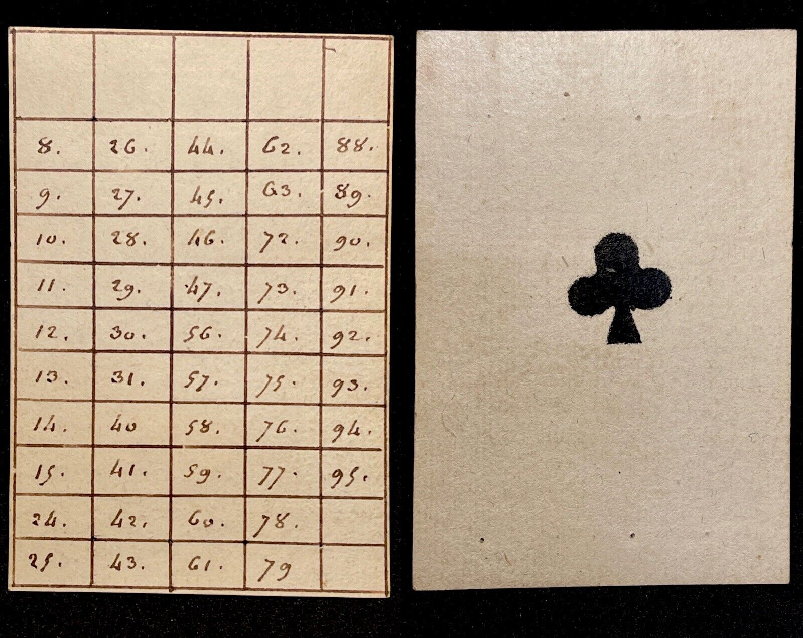 Historic 1700’s Earliest Form LOTTO Antique Playing Cards Secondary Use Single