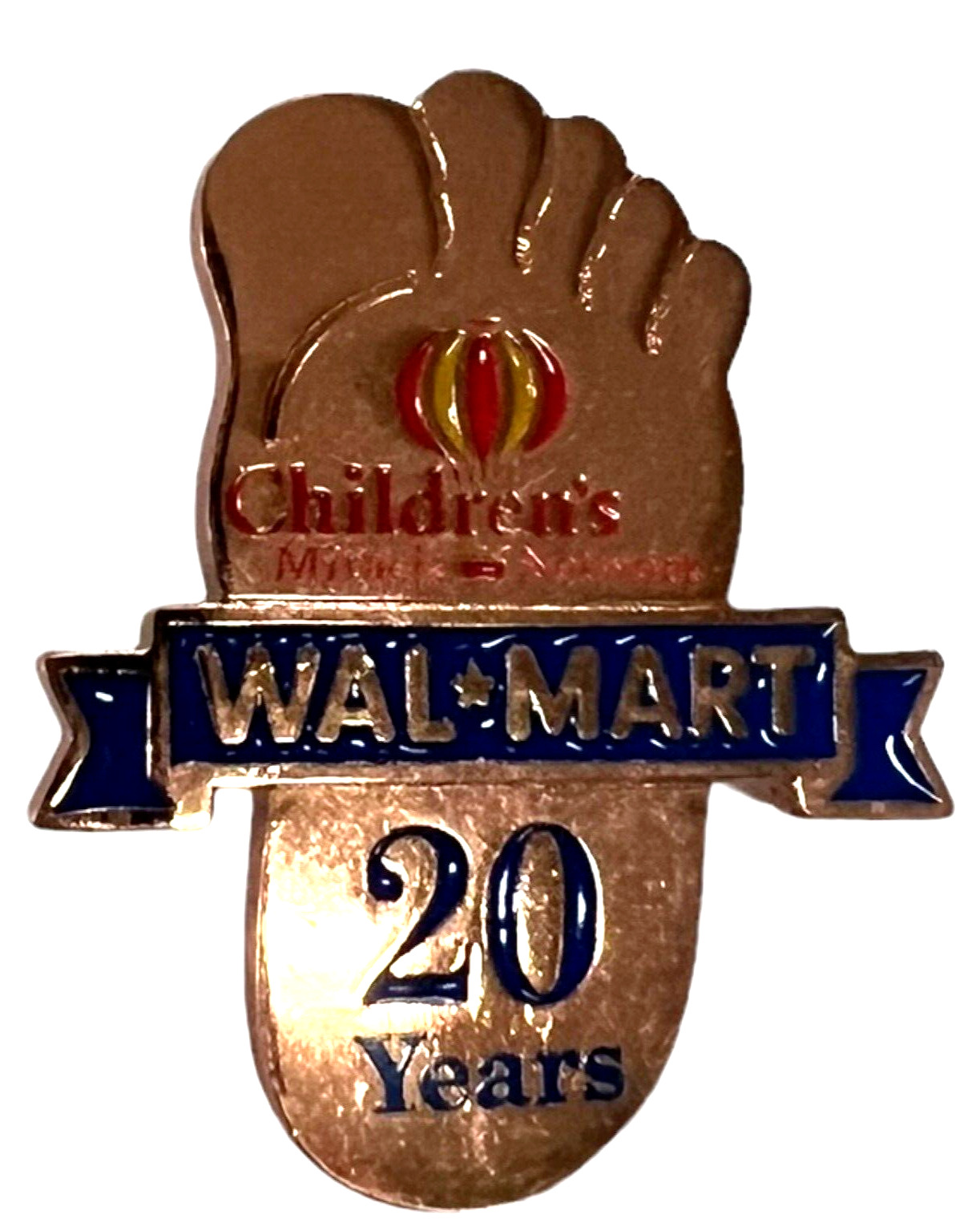 Pin Walmart Employee Pins Gold 20 Years Foot Shaped Children\'s Miracle Network