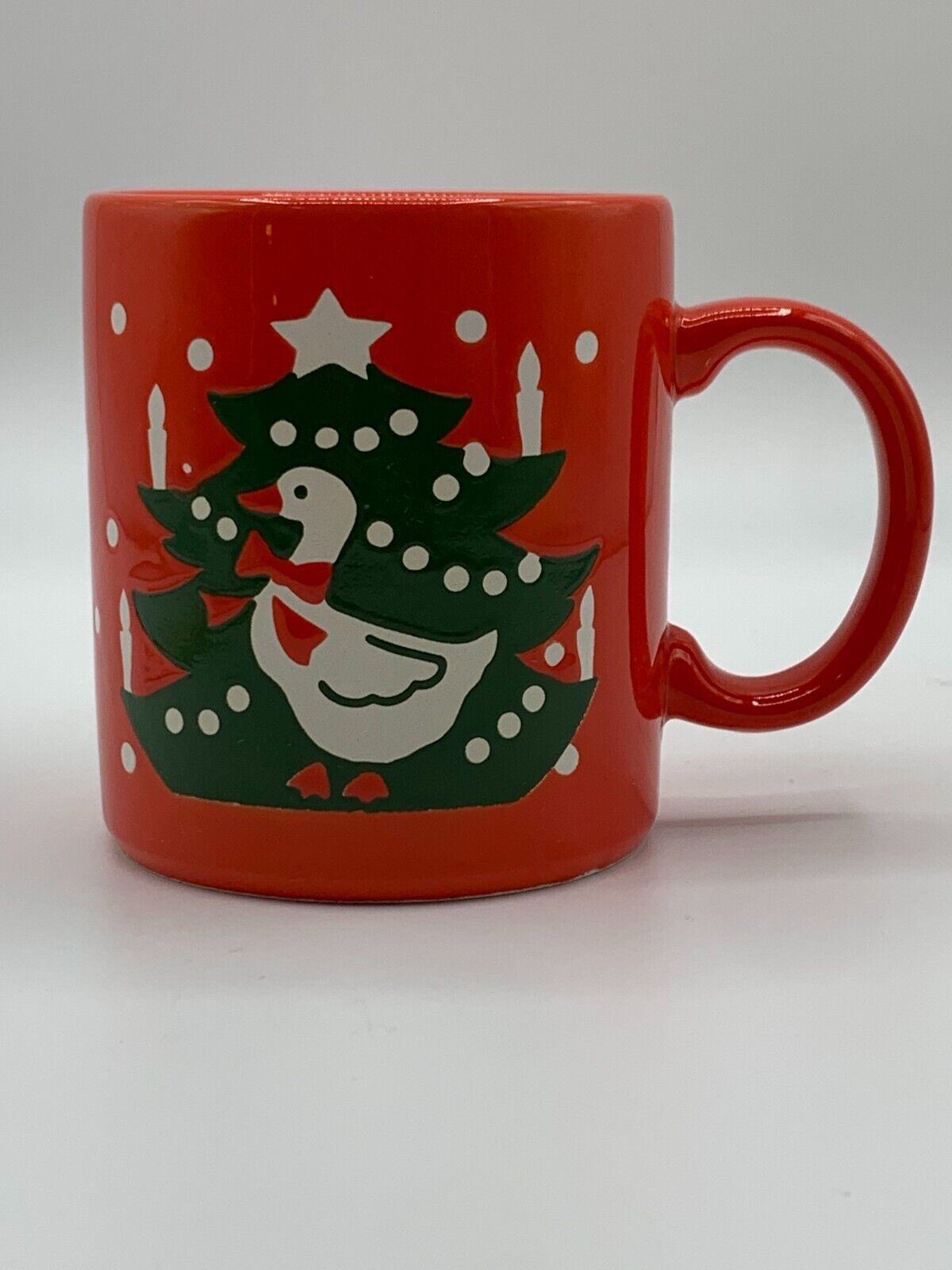 Waechtersbach Germany Red Mug With Christmas Goose Single Goose Made in Japan