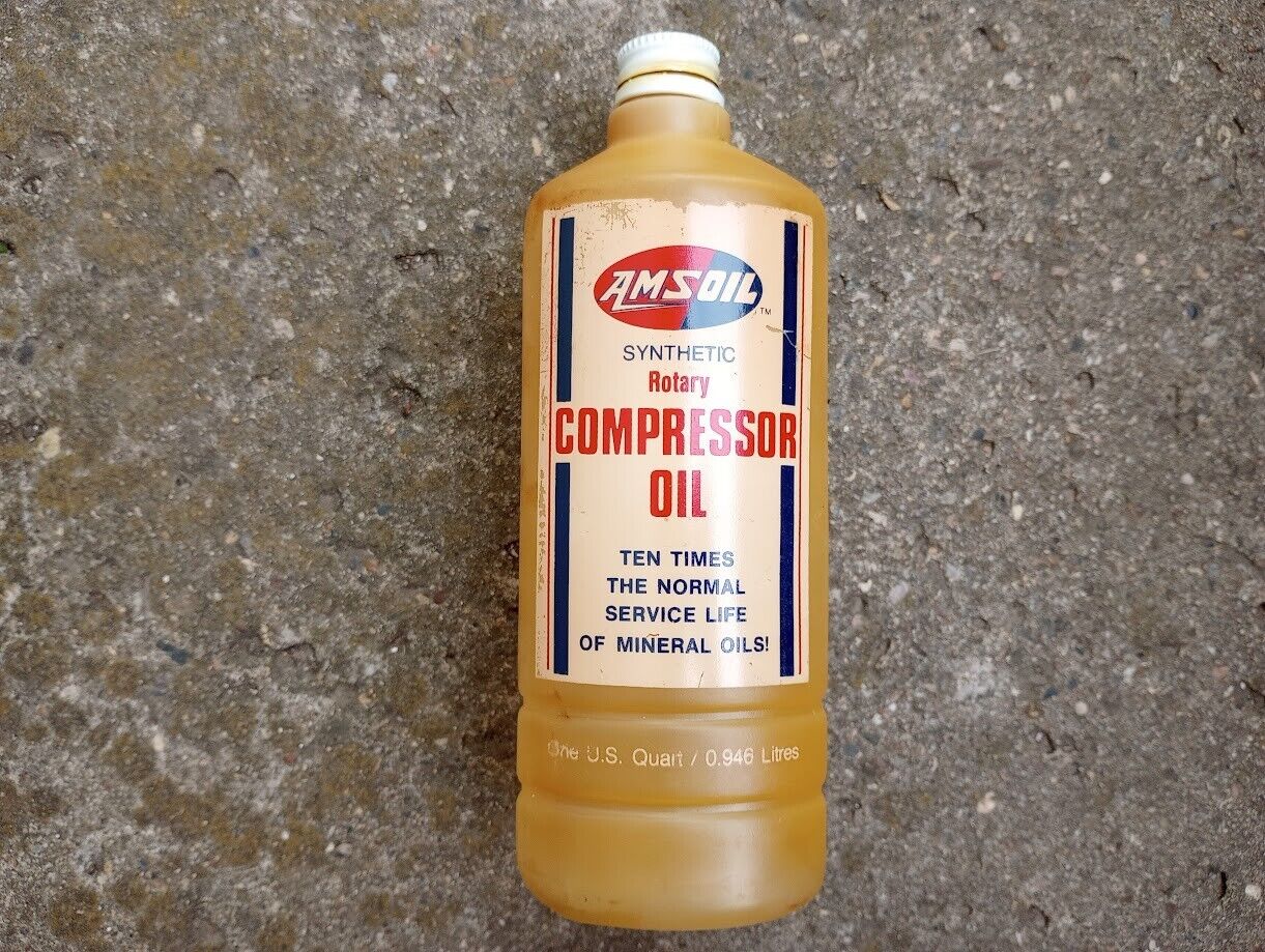 Vintage quart Amsoil compressor oil plastic bottle – empty
