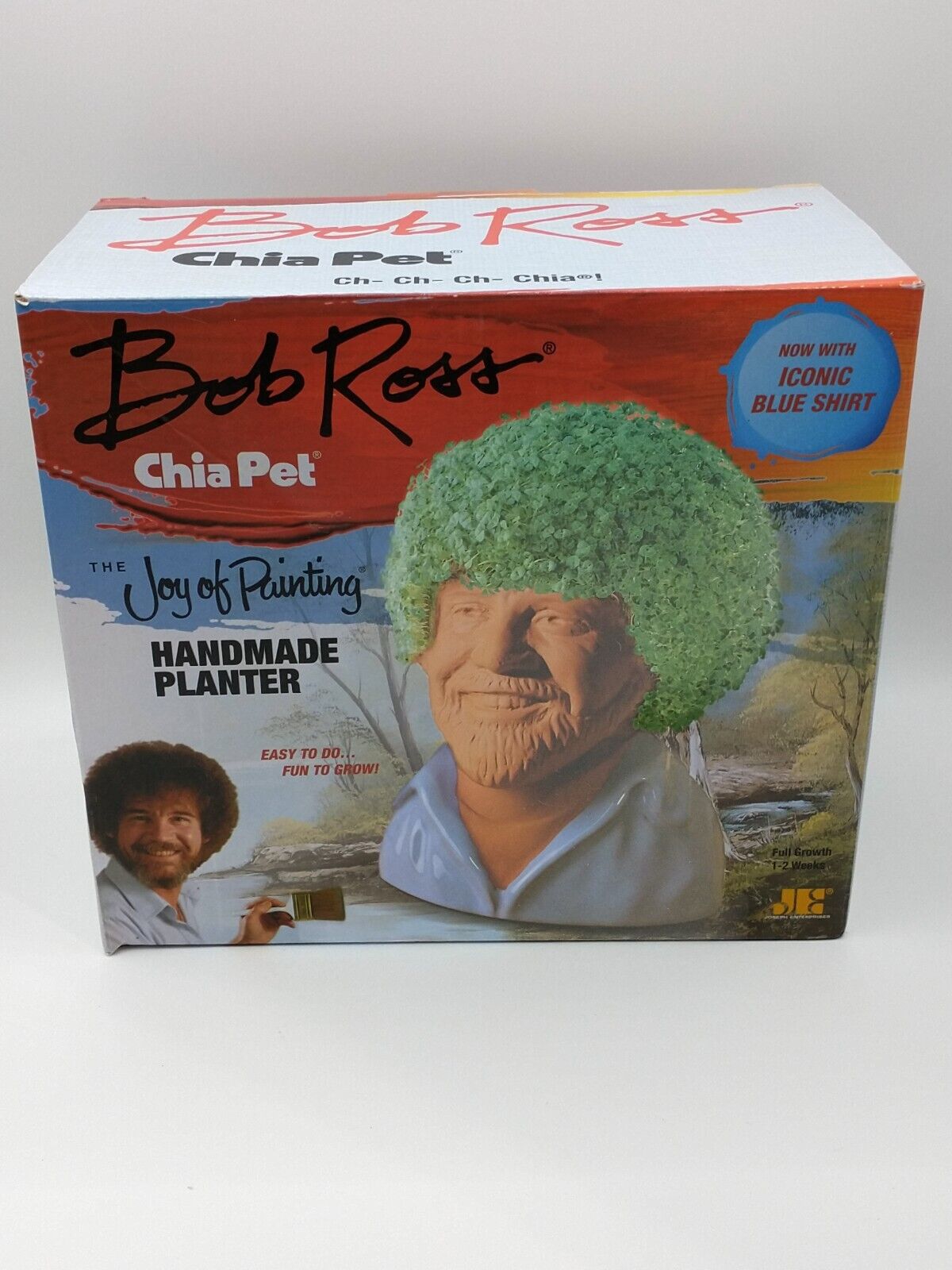 Bob Ross Chia Pet With Iconic Blue Shirt NEW In Box Joy Of Painting