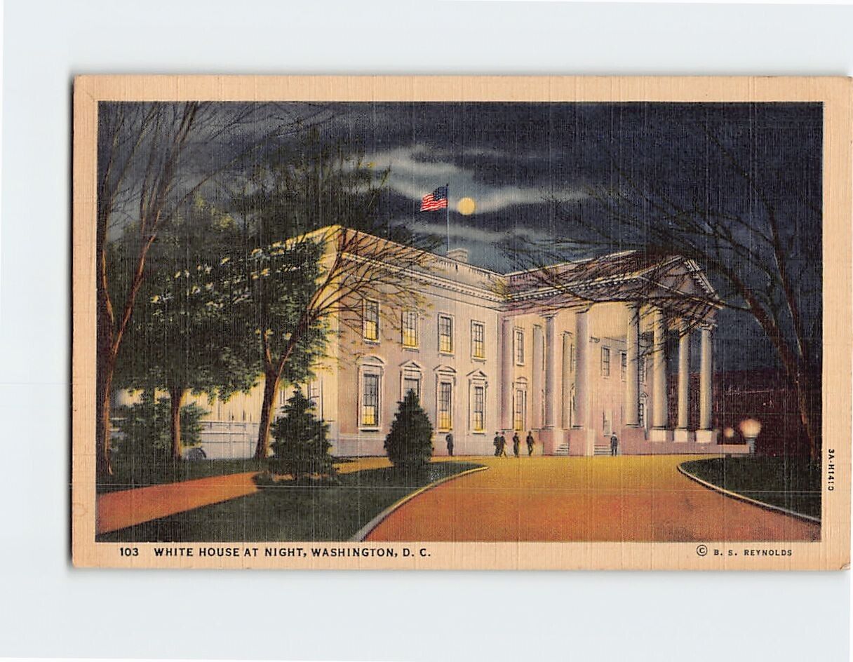 Postcard White House at Night Washington DC USA