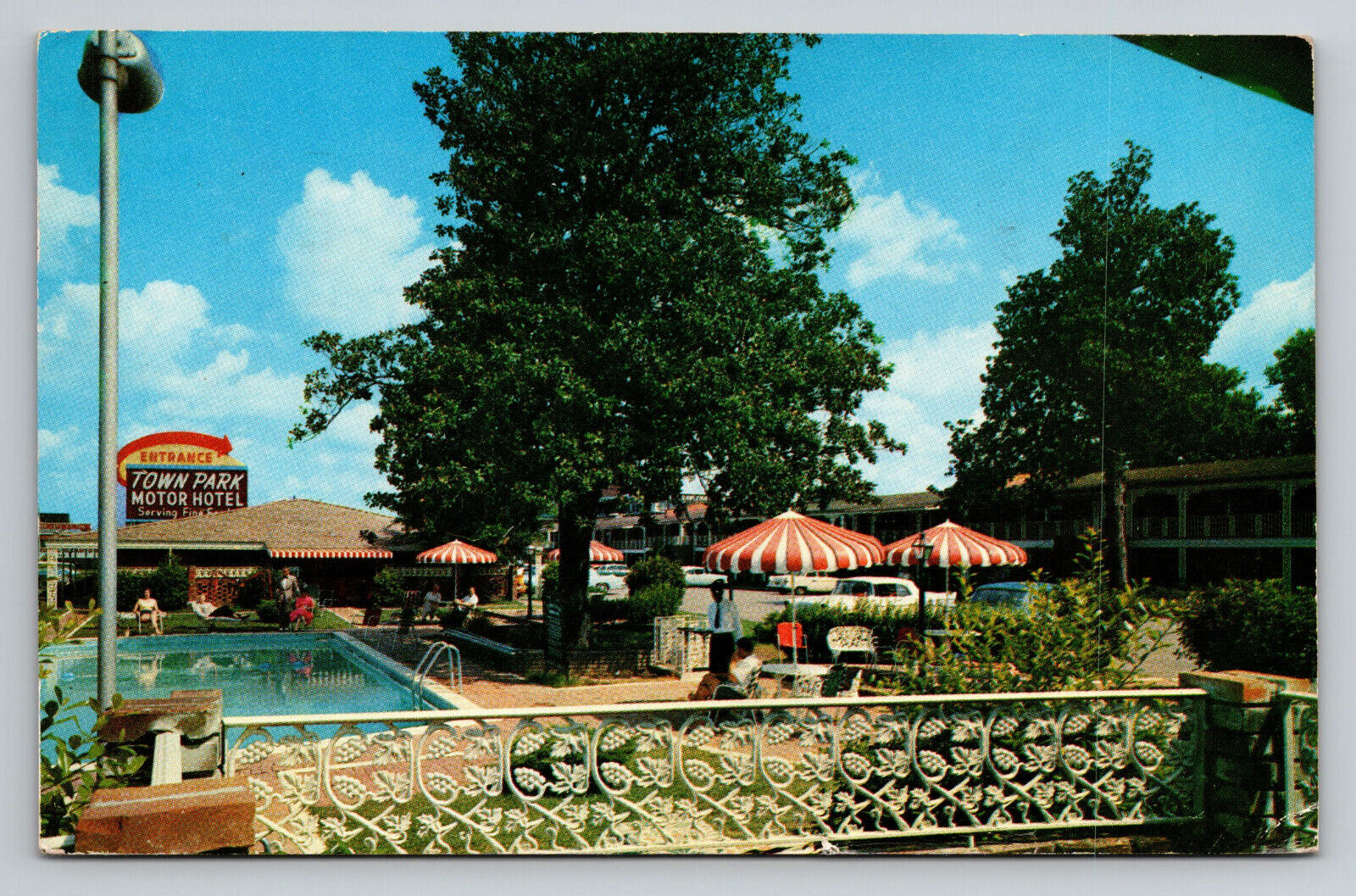 Memphis Tennessee Town Park Motor Hotel Pool Scene Posted 1959 TN