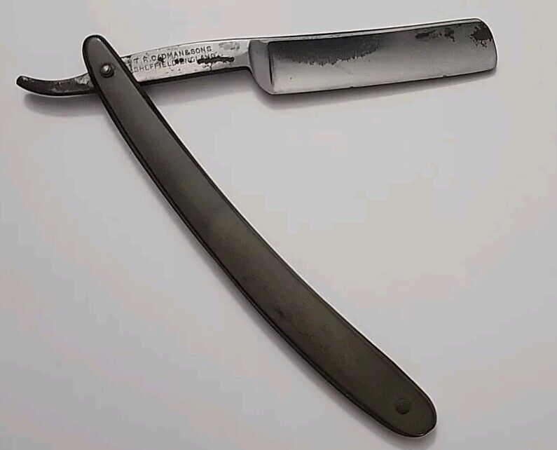 Vintage straight razor Bengal handle in black
