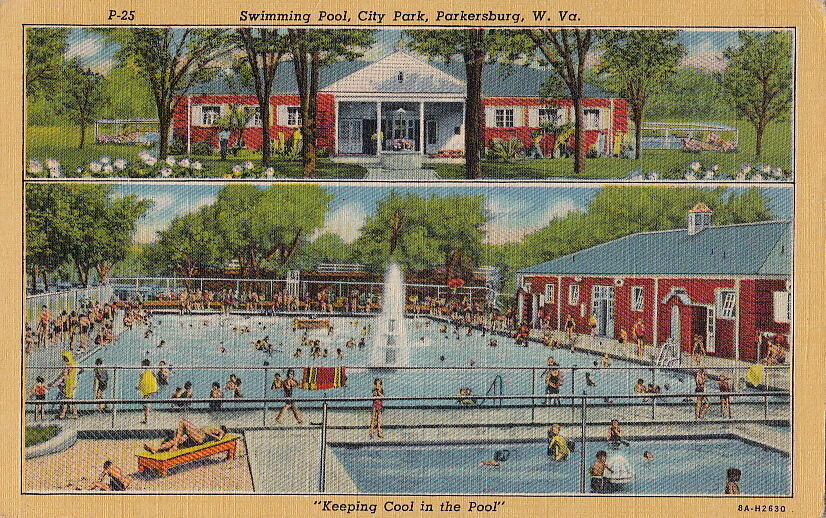 Postcard Swimming Pool City Park Parkersburg W VA West Virginia