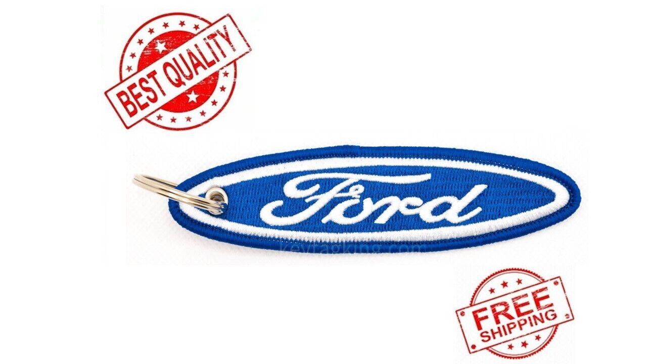 Ford Oval Classic Keychain F150 F250 F350 Mustang Double Sided Embroider Fabric