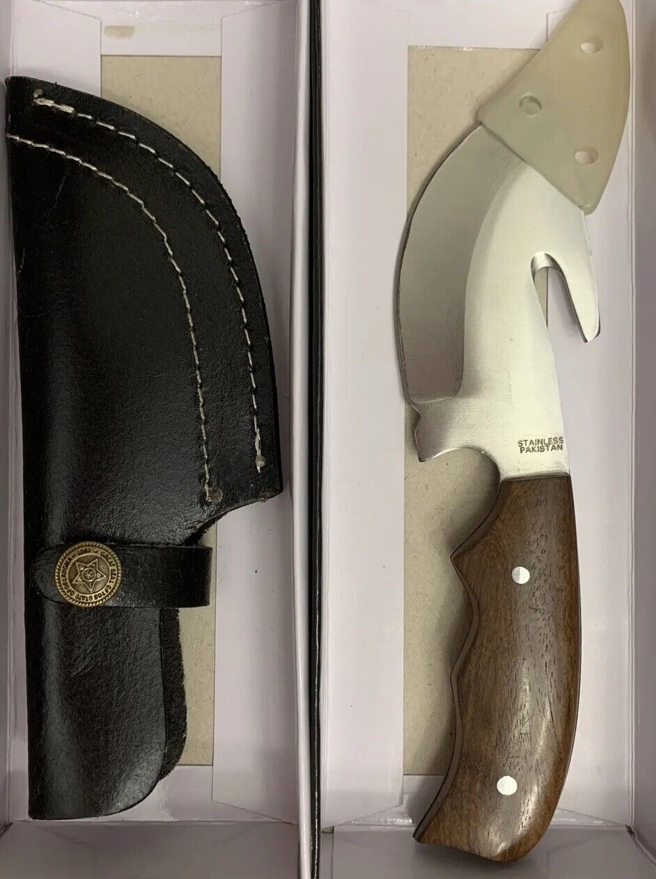 Hubbard Spencer-Bartlett 7.5 inch Gut Hook Genuine Steel Hunting Knife w/ Sheath