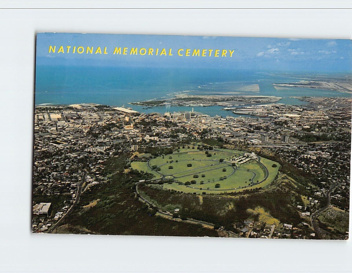 Postcard Aerial View of the National Memorial Cemetery Hawaii USA