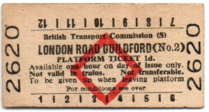 BTC(S) Platform Ticket London Road Guildford (No.2) 1d