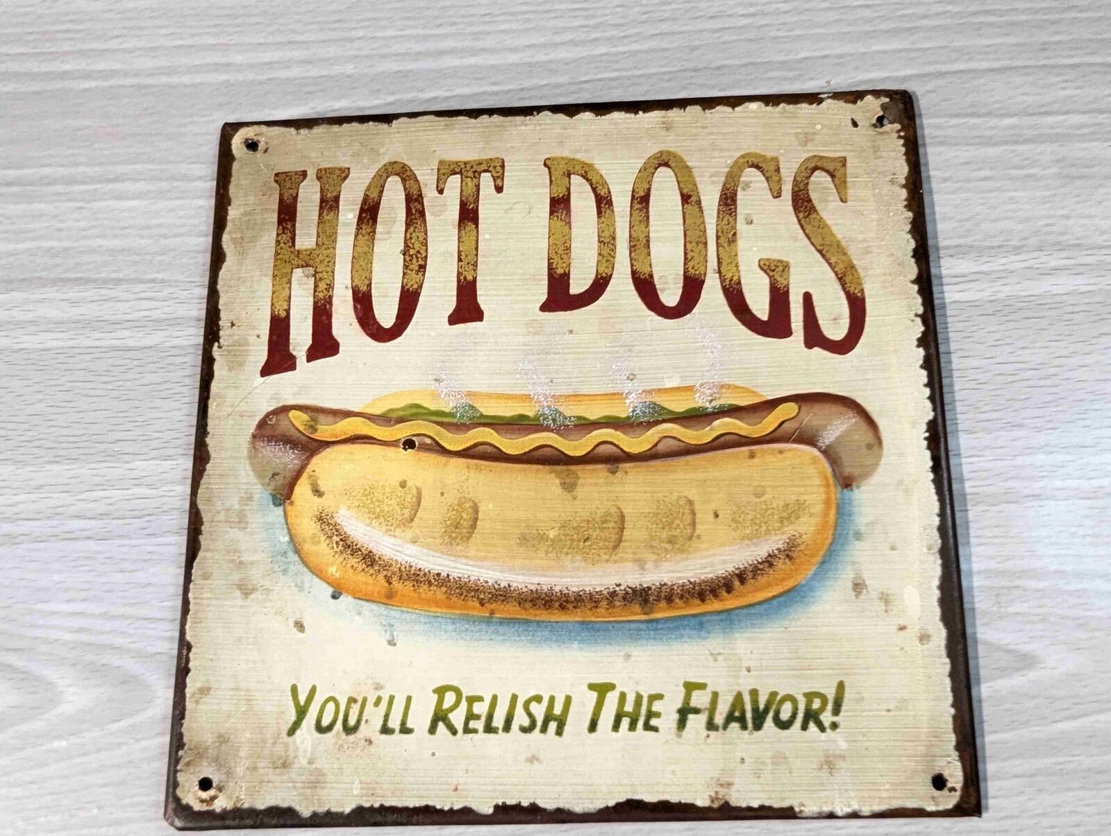 Tin Hot Dogs You\'ll Relish the Flavor Metal Sign Rustic Retro Kitchen Decor 7\