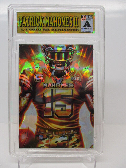 2024 NFL Chiefs P. Mahomes II GOLD 1/1  Cartooned  Ice Refractor zx3 rc