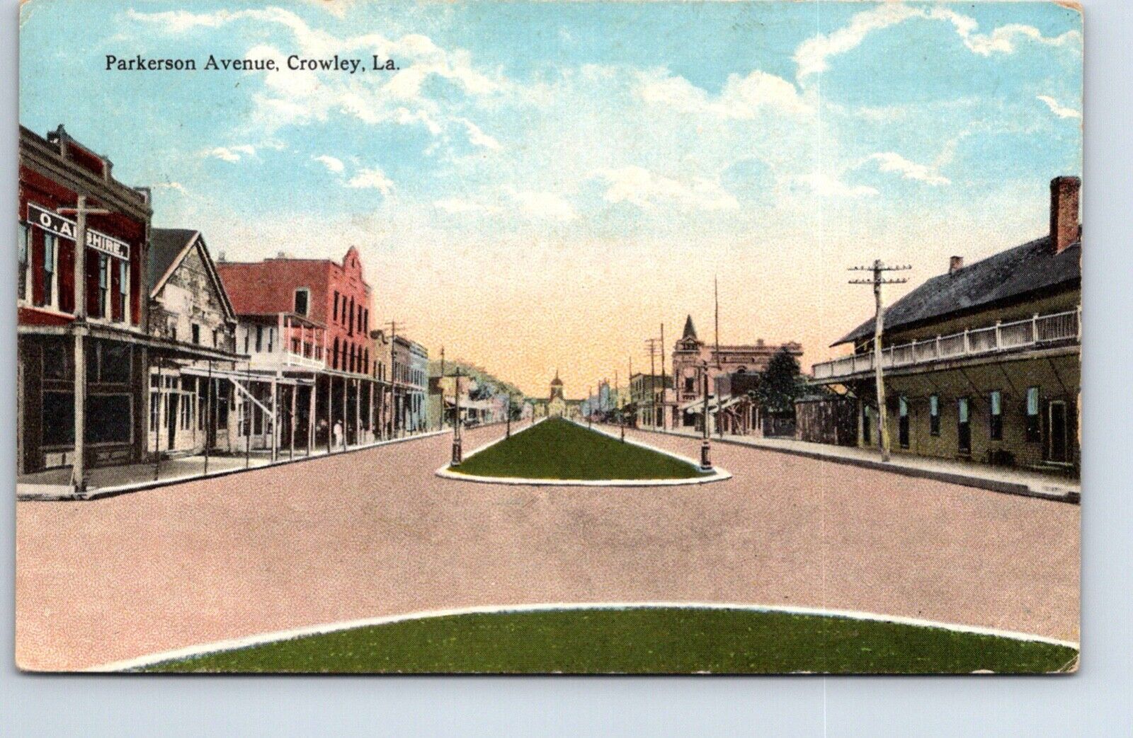Postcard Louisiana Crowley Parkerson Avenue Advertising Sign Posted