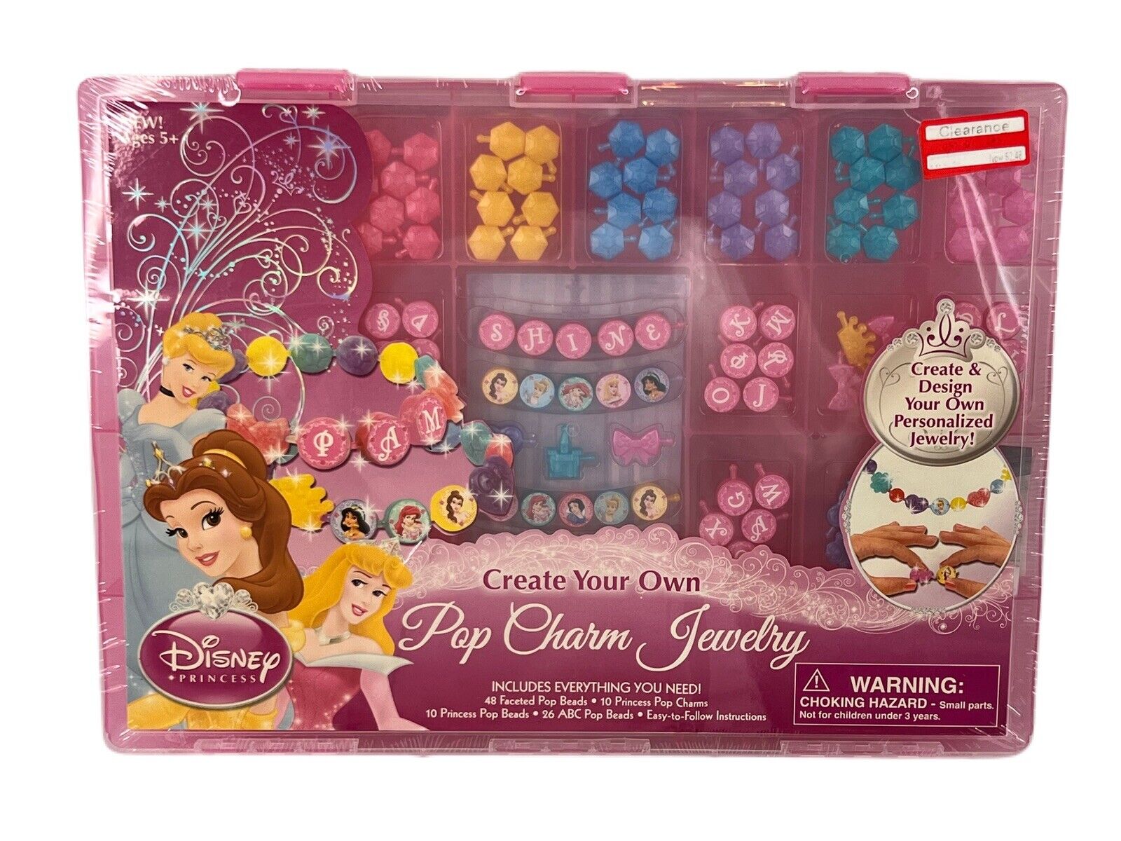New Girls Princess Jewelry Art Craft Snap Beads Charms Belle Cinderella 2009