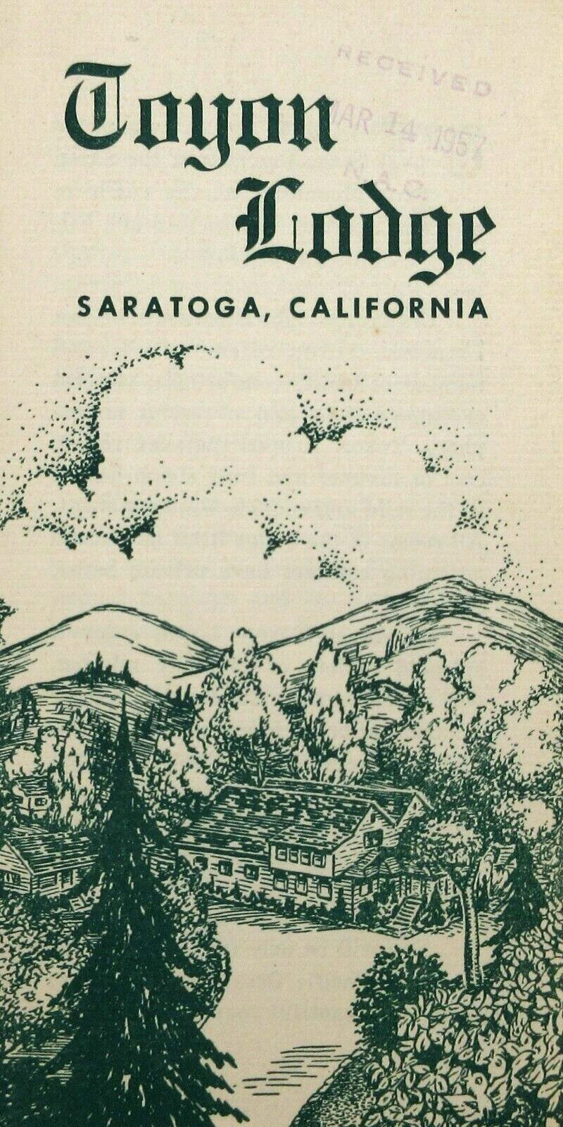 Vintage Toyon Lodge Saratoga CA Travel Brochure Duncan Hines Recommended 1930s
