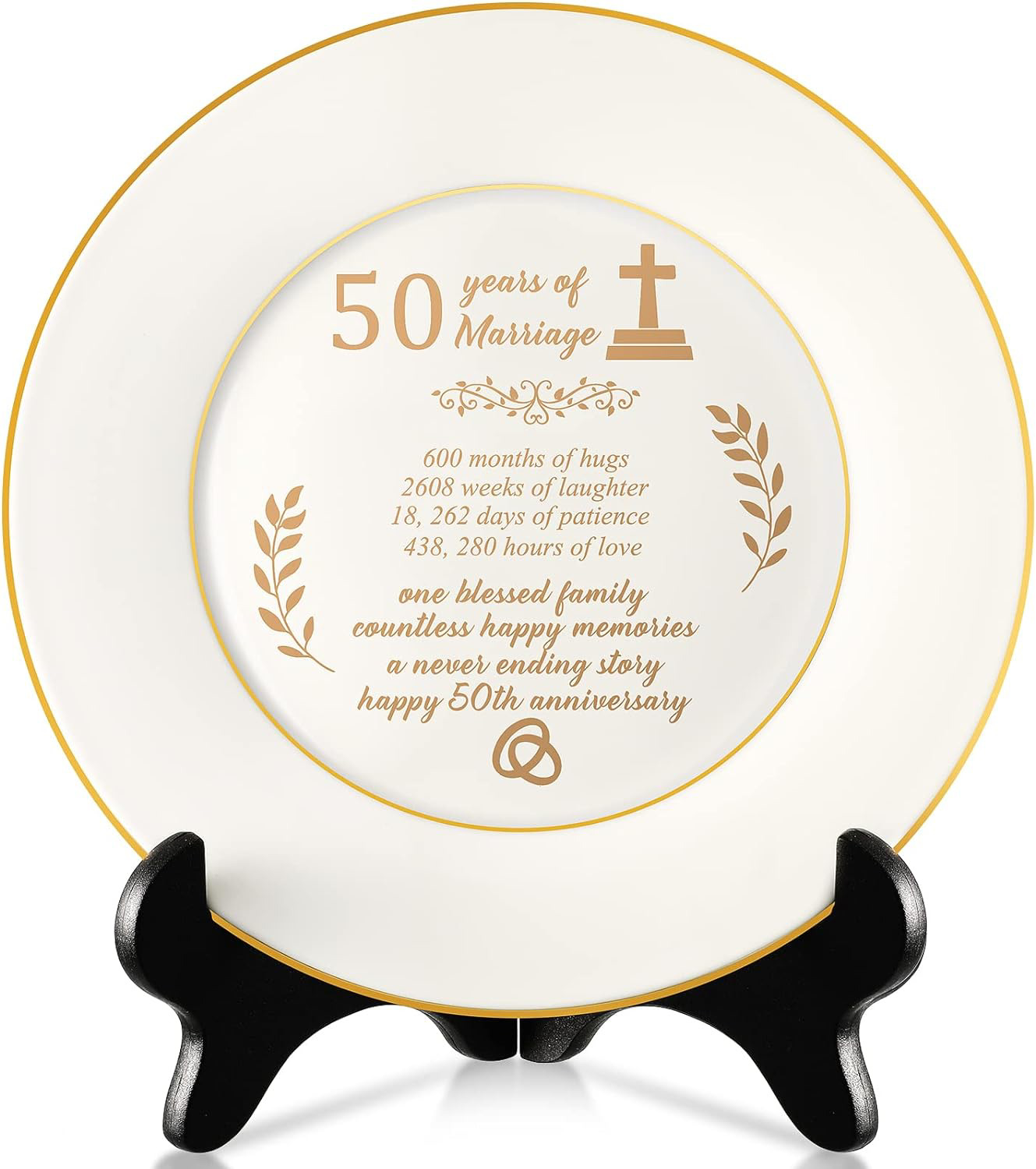 Wedding Anniversary Plate Gifts Porcelain Table Plate 8 Inch Golden Wedding with