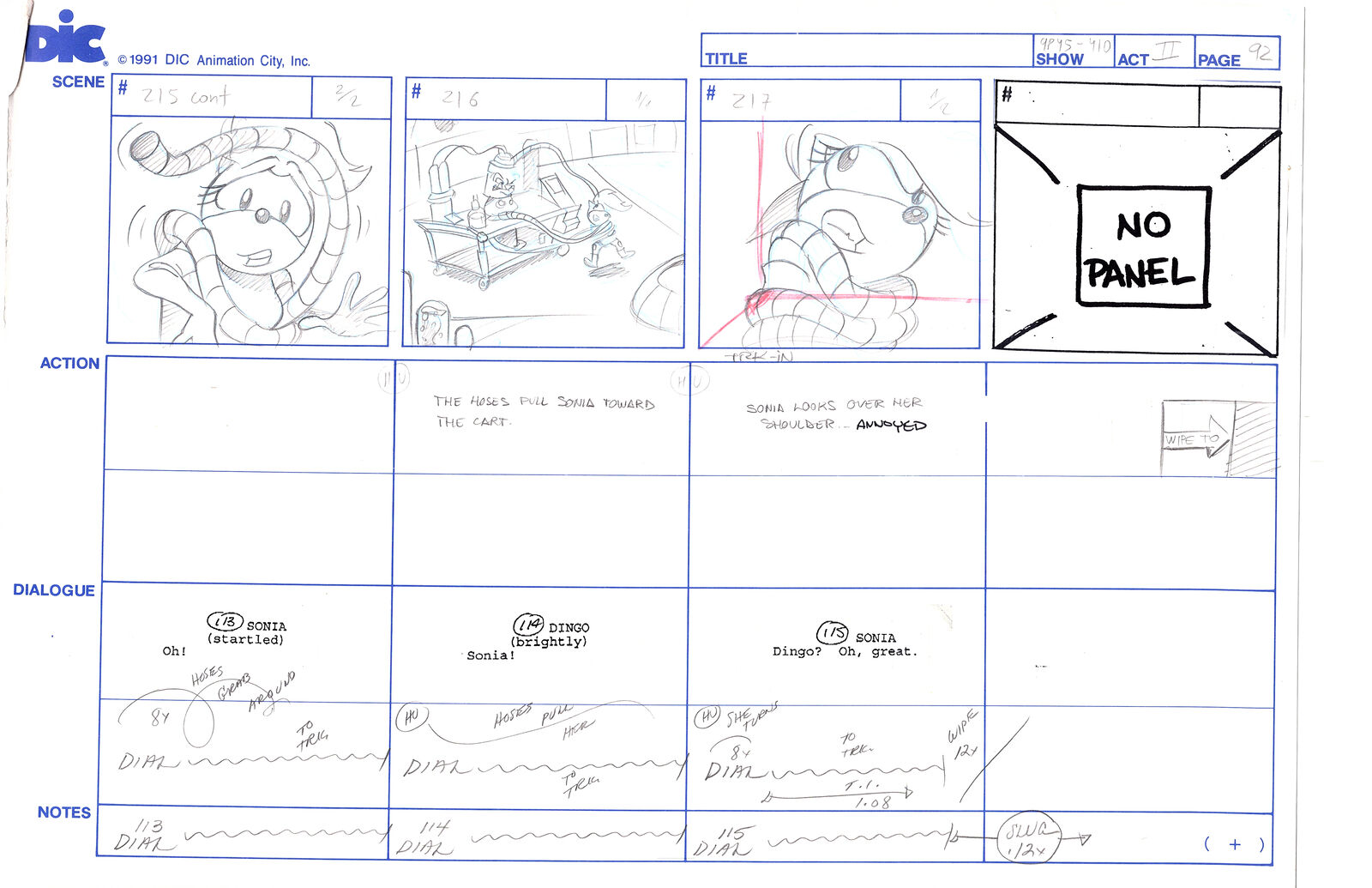 Sonic Underground Huge Hand-Drawn Production Storyboard 1999 from DIC Pg 92